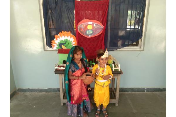 Little Krishna and Radha’s Joyful Krishna Jayanthi Celebration at Sairam Matriculation Hr. Sec. School on 23-08-2024